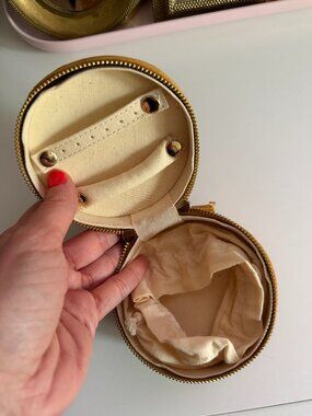 Sezane mustard yellow velvet jewelry case